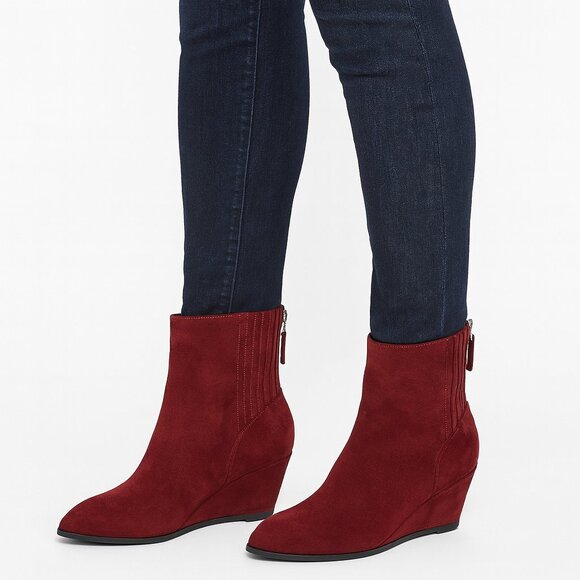 NWT Dolve Vita Stitch Fix Tippy Heeled Suede Boots Booties Burgundy Size 7 - Picture 1 of 6